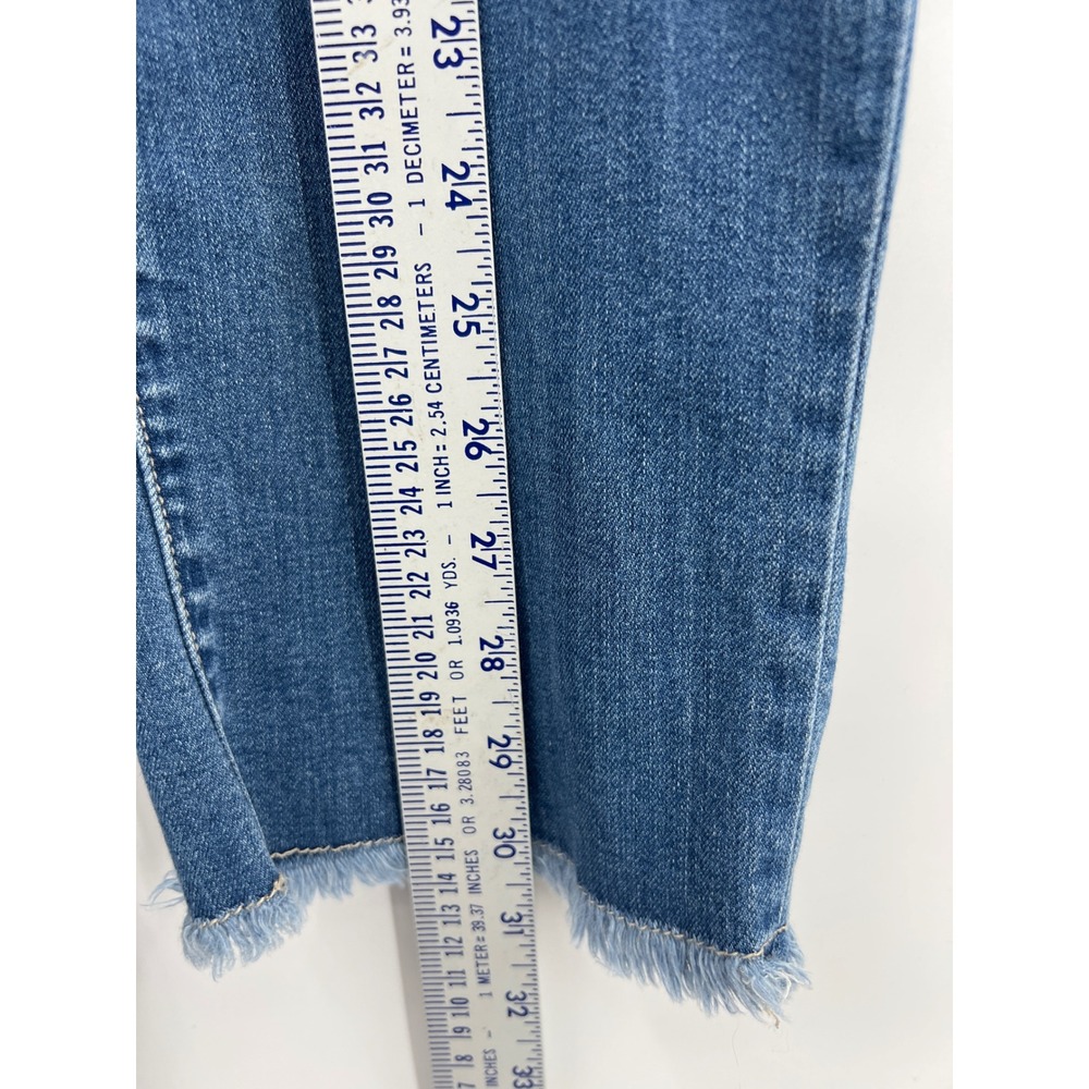 Seven7 Premium Floral Bird Embroidered Tapered Jeans 14 Medium Wash Frayed Hem - Picture 6 of 10